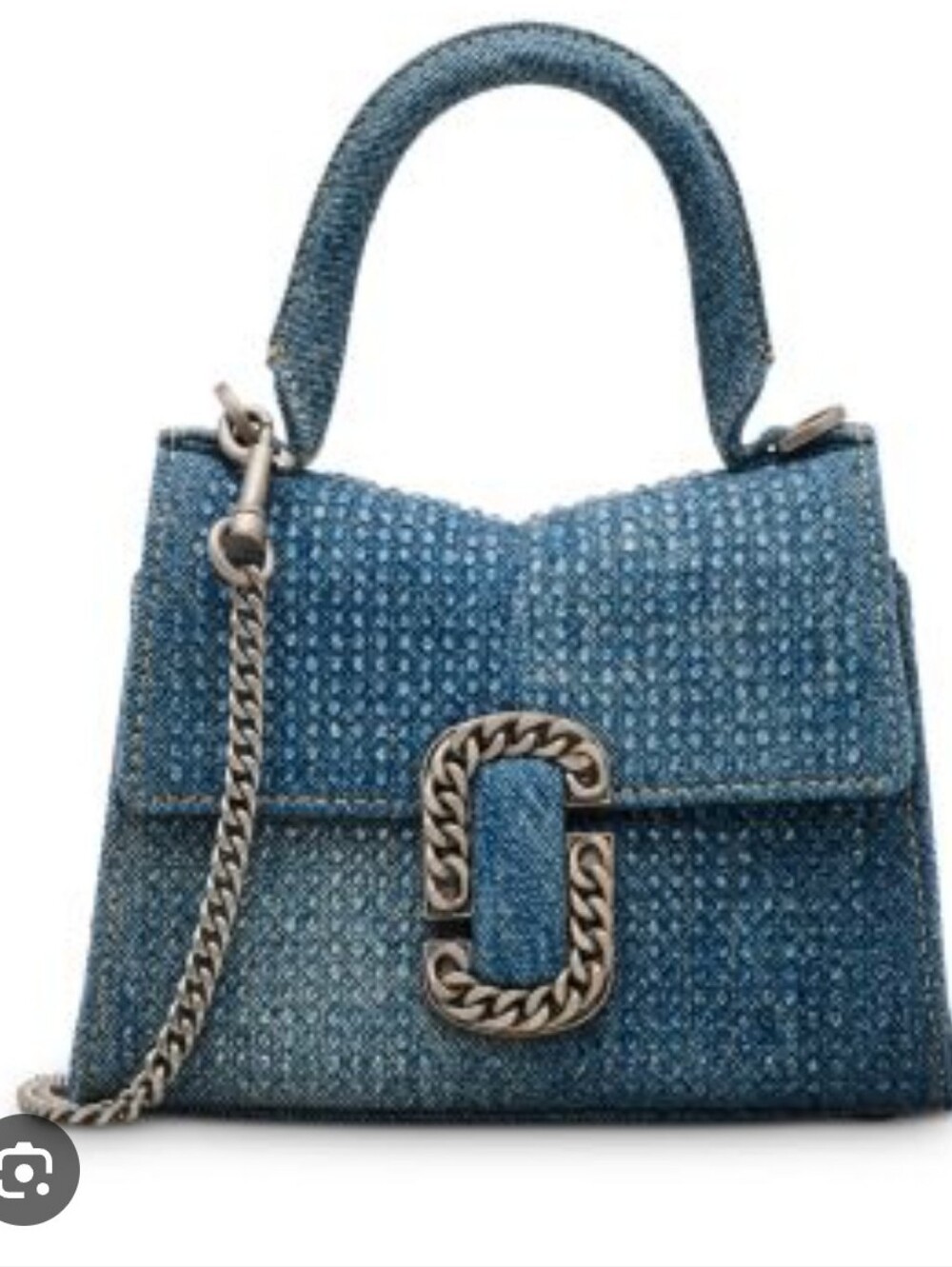 Marc Jacobs Blue Crystal-Textured St. Marc Mini Top Handle Bag